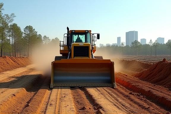Heavy equipment clearing land for new development