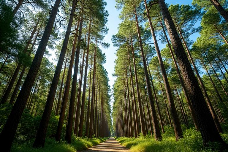 Towering Slash Pine trees in a Florida forest